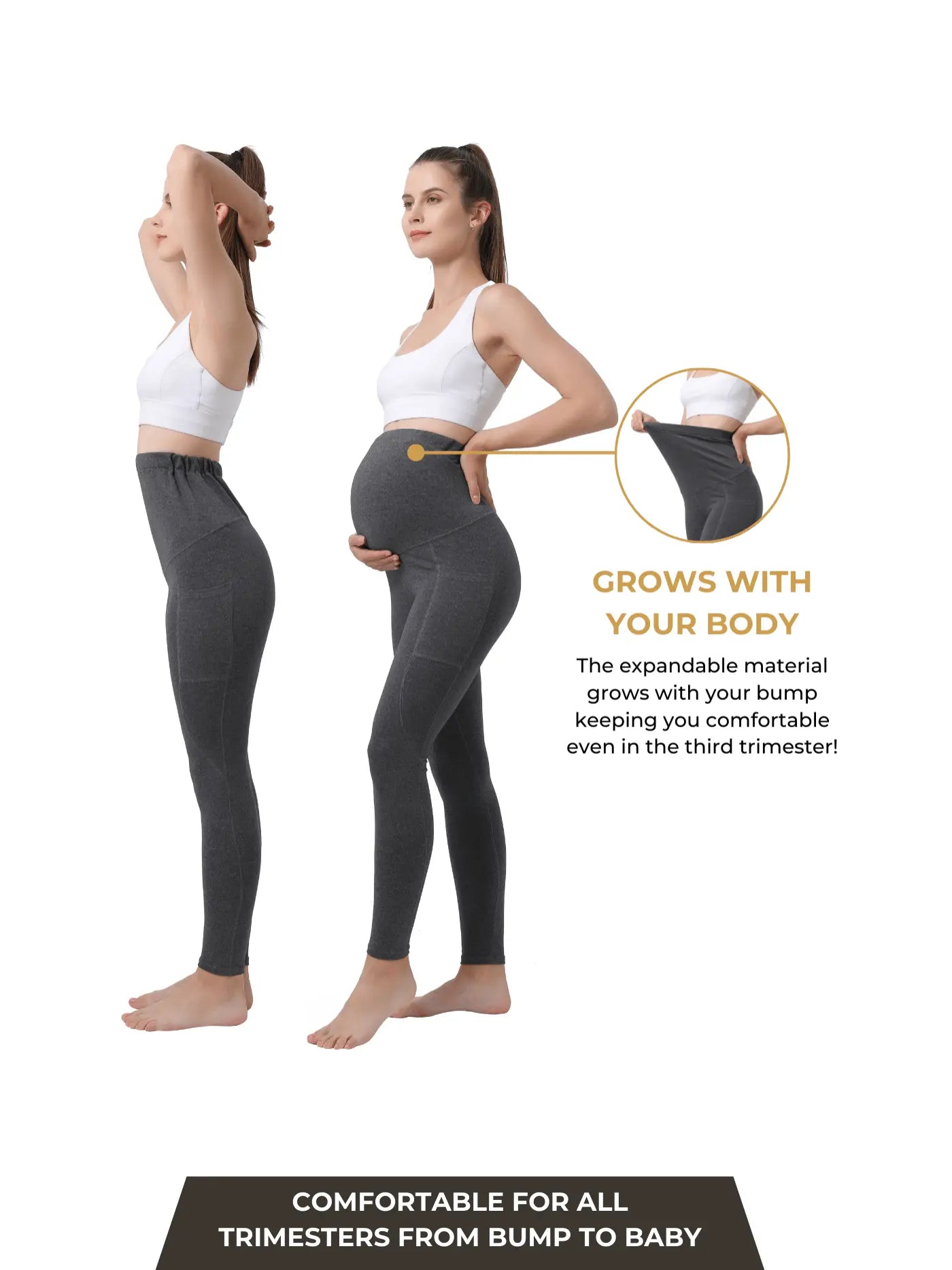 Maternity Yoga Pants with Pockets for Pregnant Moms Workout Pilates Gym Pregnancy Gift Baby Shower Pregnant Leggings for Expectant Moms Bella's Shaper